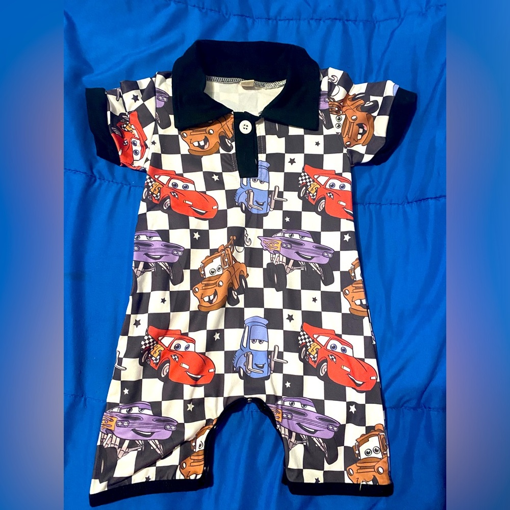 Disney Pixar Cars Inspired Baby Boy Romper 12/18 months EUC